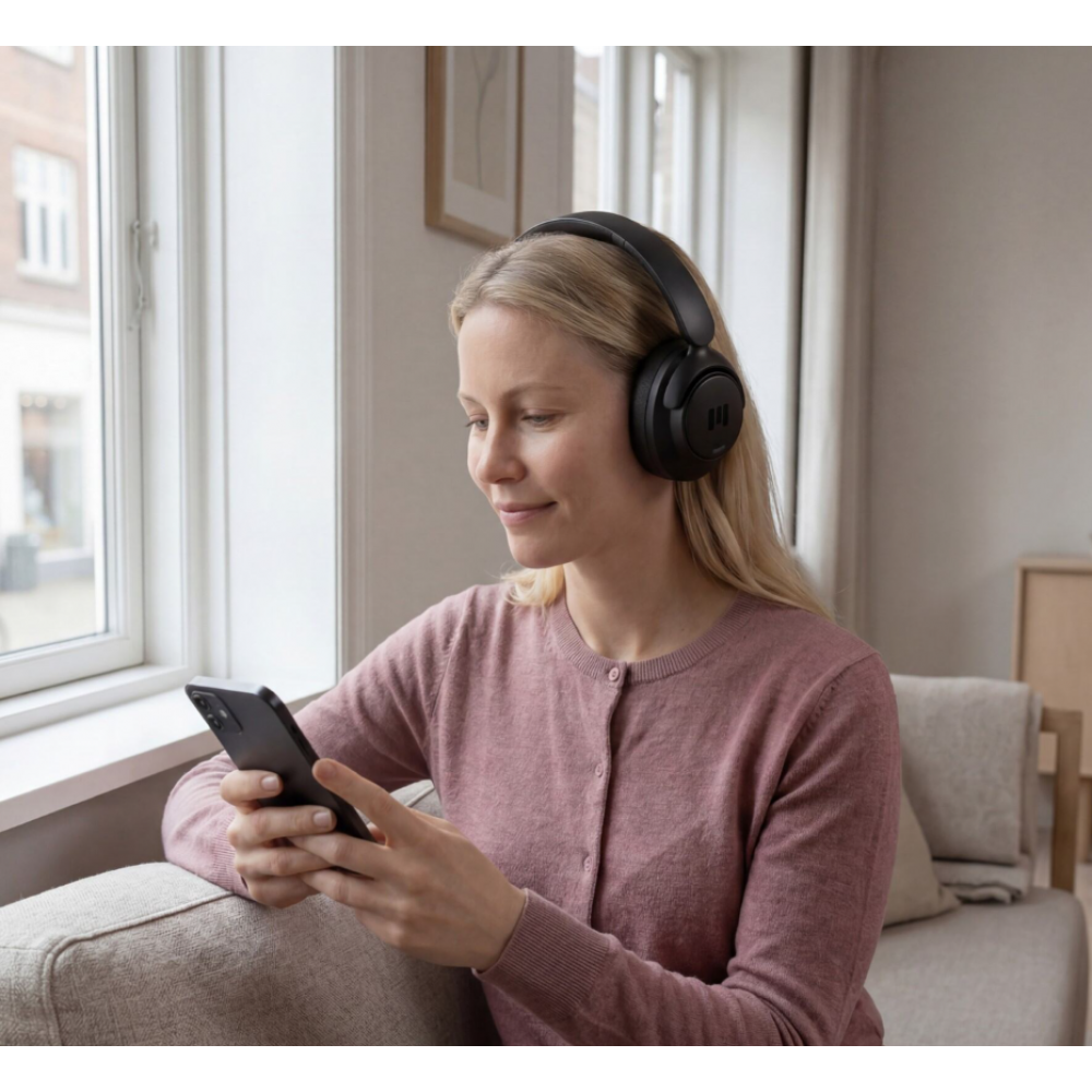 MOOVE 65 Lux høretelefoner fra MIIEGO® + Trådløs Bordstander