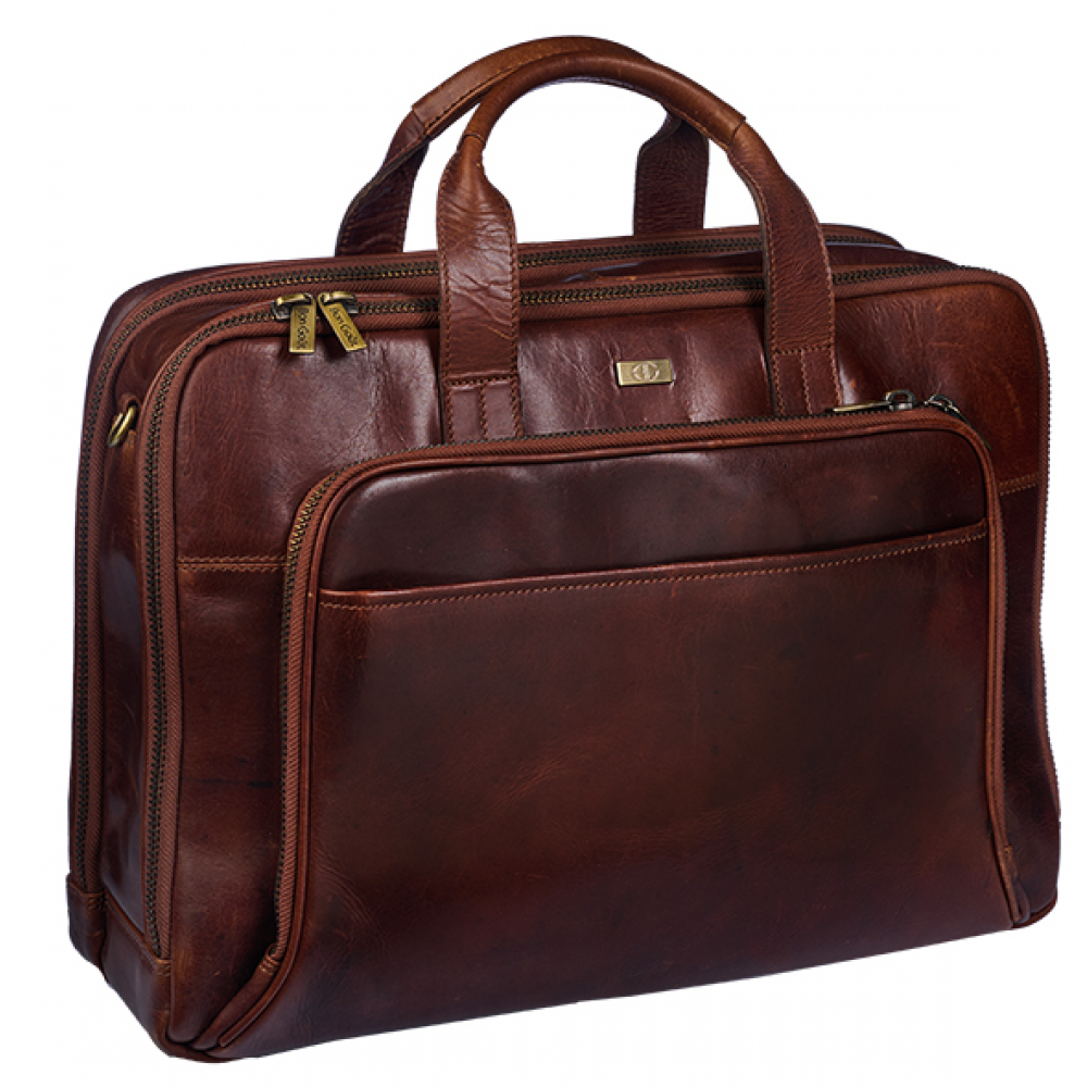Bon Gôut Computertaske 17 " Vintage skind